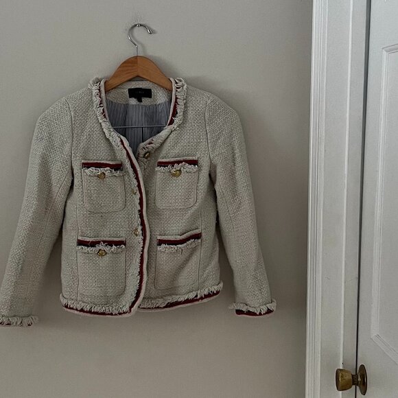J. Crew Fringy Tweed Jacket Size 0 distressed - Picture 3 of 7